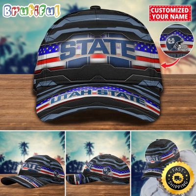 NCAA Utah State Aggies Baseball Cap Flag Custom Name Cap