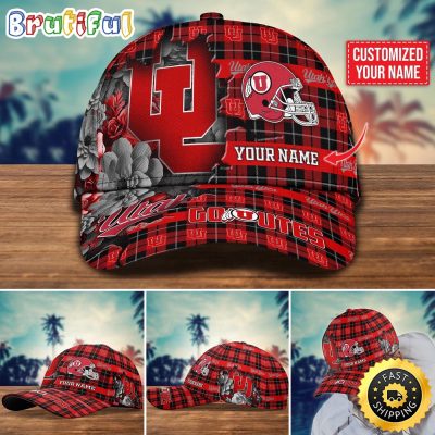 NCAA Utah Utes Baseball Cap Flower Custom Name Cap