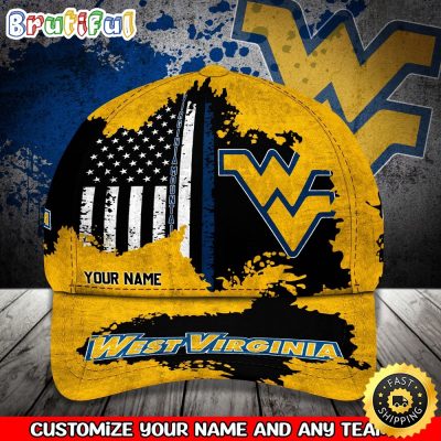 NCAA West Virginia Mountaineers Baseball Cap Your Name Custom Baseball Cap