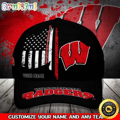 NCAA Wisconsin Badgers Baseball Cap Your Name Custom Baseball Cap
