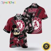 NCAA Alabama Crimson Tide Hawaiian Shirt Mickey And Floral Pattern