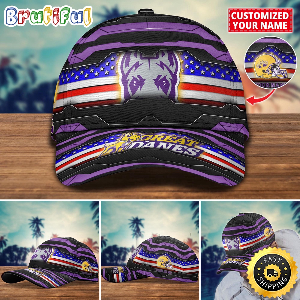 NCAA Albany Great Danes Baseball Cap Flag Custom Name Cap