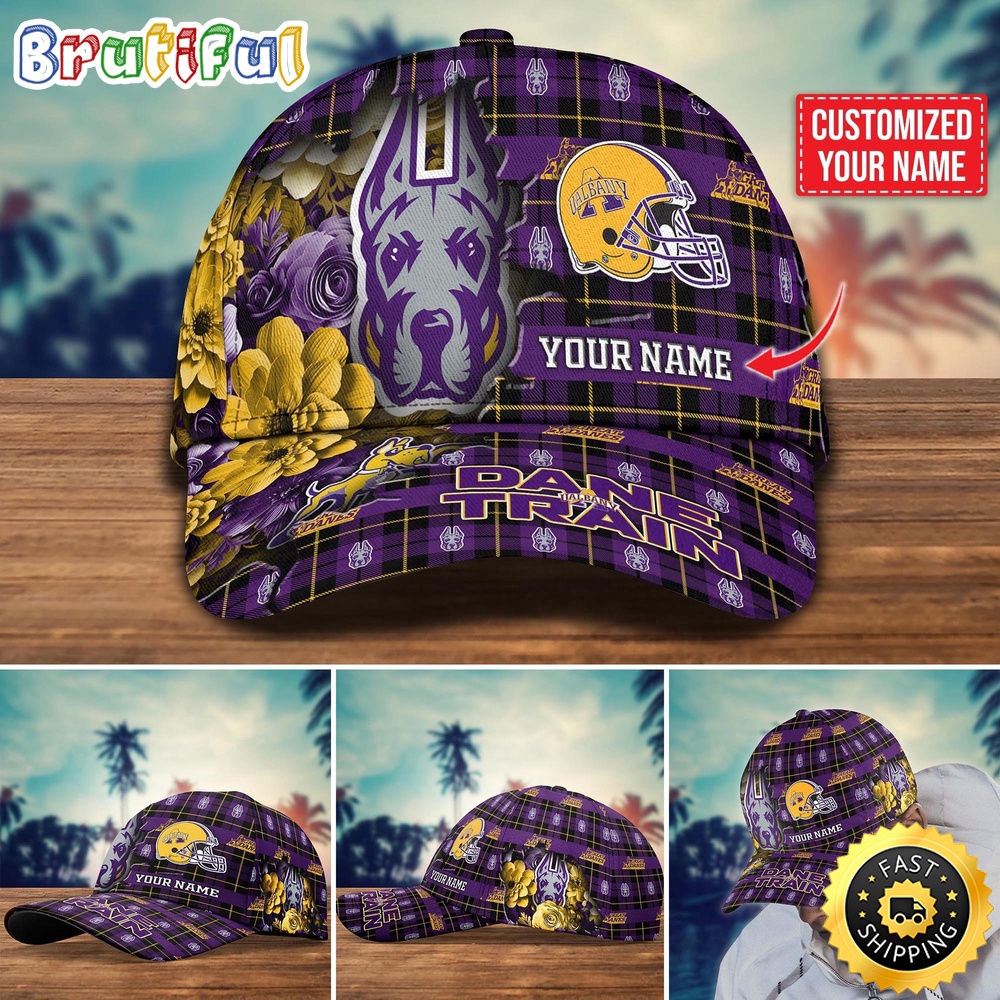 NCAA Albany Great Danes Baseball Cap Flower Custom Name Cap