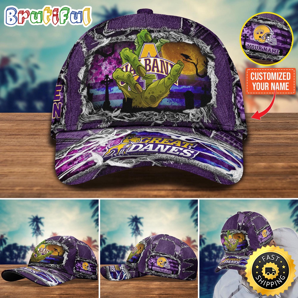 NCAA Albany Great Danes Baseball Cap Halloween Custom Name Cap