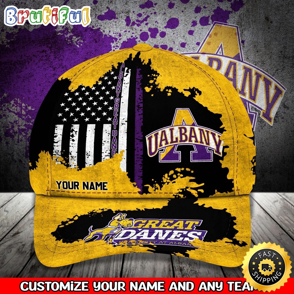 NCAA Albany Great Danes Baseball Cap Your Name Custom Baseball Cap