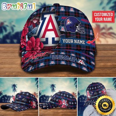 NCAA Arizona Wildcats Baseball Cap Flower Custom Name Cap