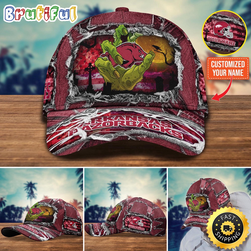 NCAA Arkansas Razorbacks Baseball Cap Halloween Custom Name Cap NCAA Arkansas Razorbacks Baseball Cap Halloween Custom Name Cap