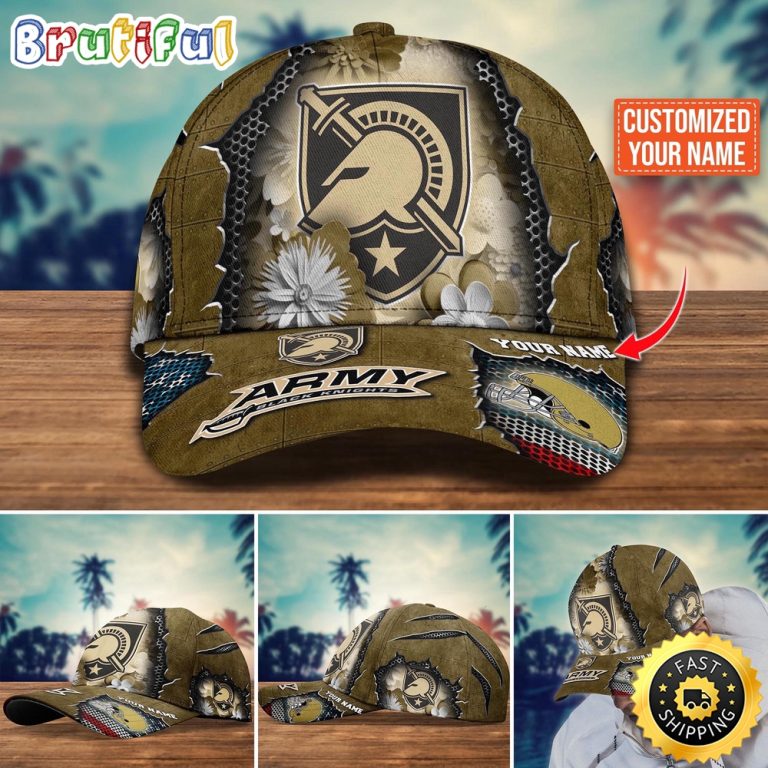 NCAA Army Black Knights Baseball Cap Flag Flower Custom Name Cap