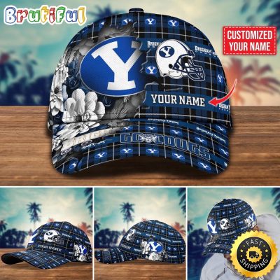 NCAA BYU Cougars Baseball Cap Flower Custom Name Cap