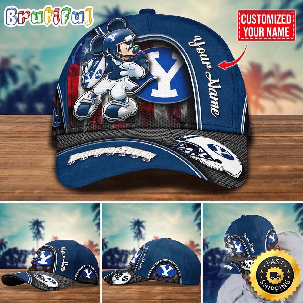 NCAA BYU Cougars Baseball Cap Mickey Mouse Custom Cap For Fans