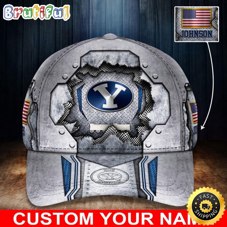 NCAA BYU Cougars Baseball Cap Silver Metalic Pattern Baseball Cap
