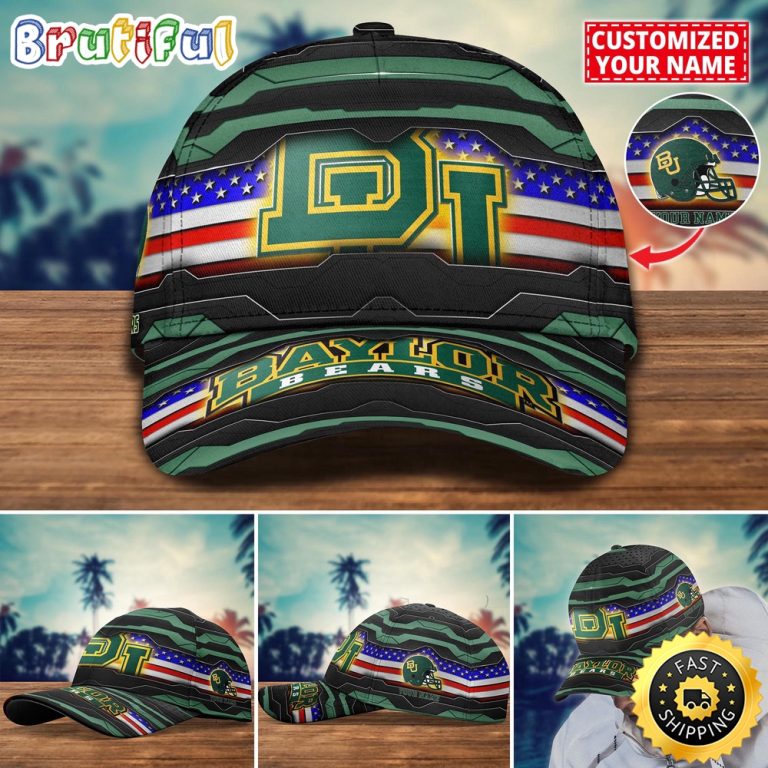 NCAA Baylor Bears Baseball Cap Flag Custom Name Cap