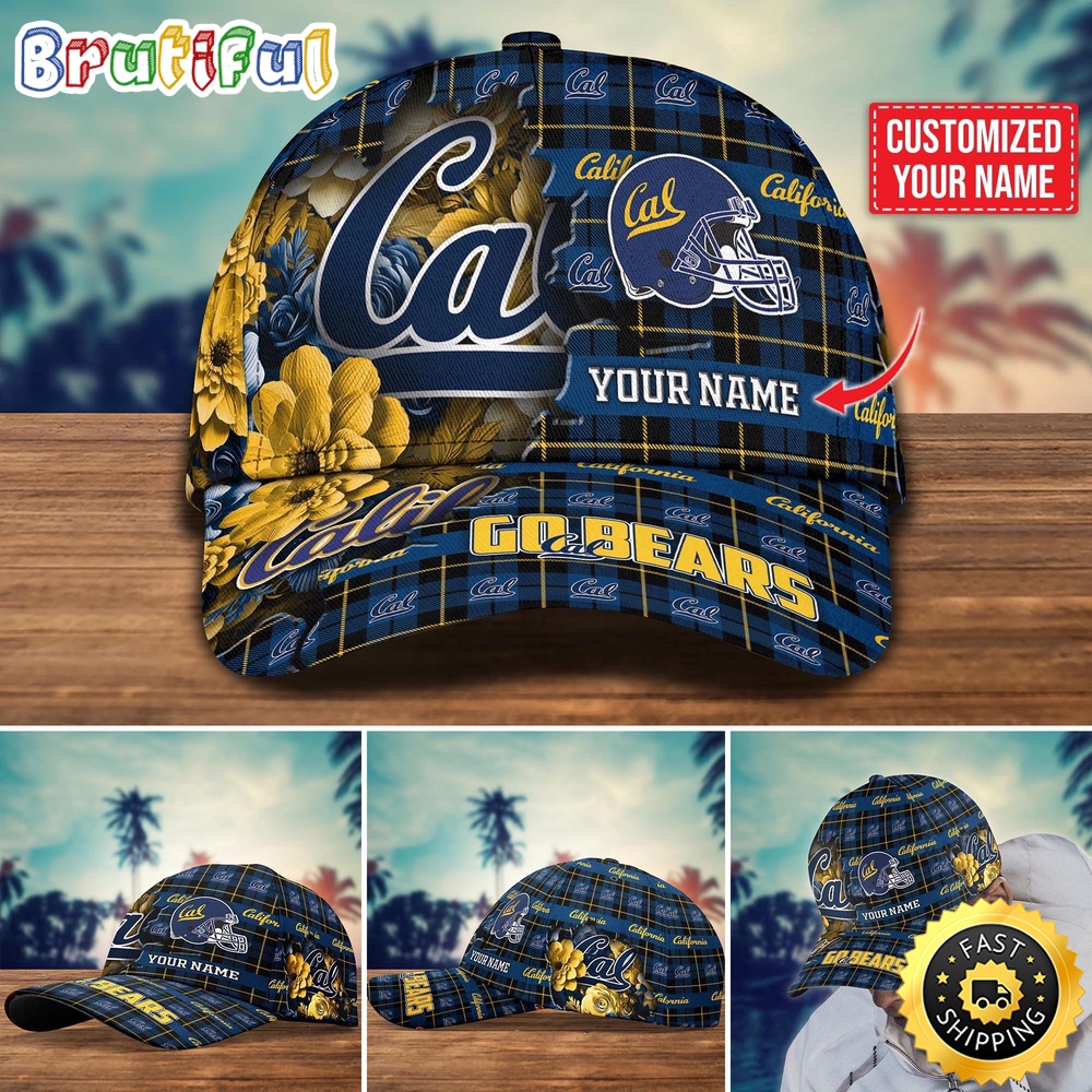NCAA California Golden Bears Baseball Cap Flower Custom Name Cap NCAA California Golden Bears Baseball Cap Flower Custom Name Cap