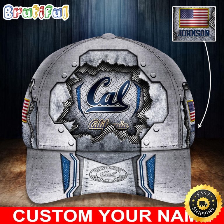 NCAA California Golden Bears Baseball Cap Silver Metalic Pattern Baseball Cap