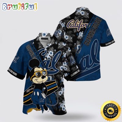 NCAA California Golden Bears Hawaiian Shirt Mickey And Floral Pattern