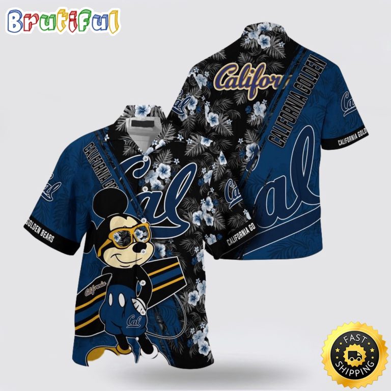 NCAA California Golden Bears Hawaiian Shirt Mickey And Floral Pattern