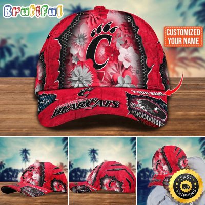NCAA Cincinnati Bearcats Baseball Cap Flag Flower Custom Name Cap