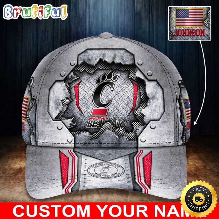 NCAA Cincinnati Bearcats Baseball Cap Silver Metalic Pattern Baseball Cap