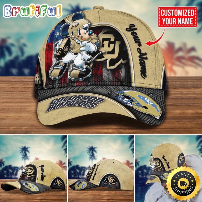 NCAA Colorado Buffaloes Baseball Cap Mickey Mouse Custom Cap For Fans