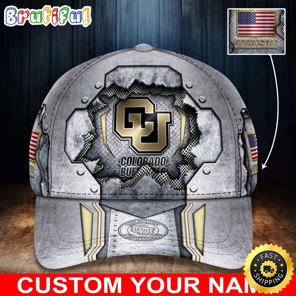 NCAA Colorado Buffaloes Baseball Cap Silver Metalic Pattern Baseball Cap NCAA Colorado Buffaloes Baseball Cap Silver Metalic Pattern Baseball Cap