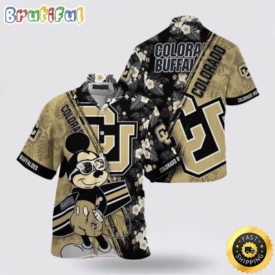 NCAA Colorado Buffaloes Hawaiian Shirt Mickey And Floral Pattern