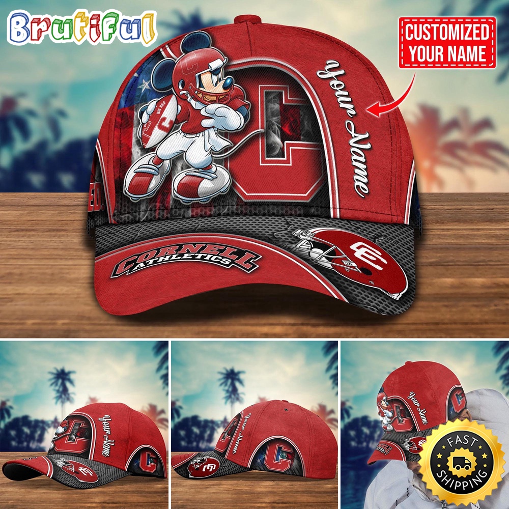 NCAA Cornell Big Red Baseball Cap Mickey Mouse Custom Cap For Fans NCAA Cornell Big Red Baseball Cap Mickey Mouse Custom Cap For Fans