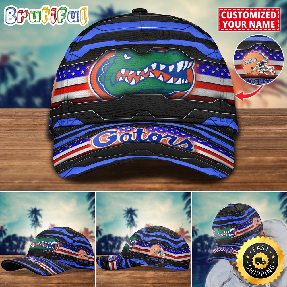 NCAA Florida Gators Baseball Cap Flag Custom Name Cap NCAA Florida Gators Baseball Cap Flag Custom Name Cap