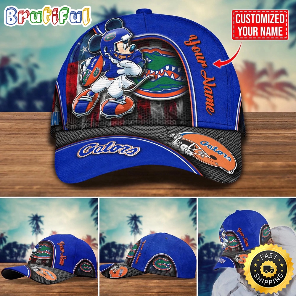 NCAA Florida Gators Baseball Cap Mickey Mouse Custom Cap For Fans NCAA Florida Gators Baseball Cap Mickey Mouse Custom Cap For Fans