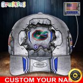 NCAA Florida Gators Baseball Cap Silver Metalic Pattern Baseball Cap