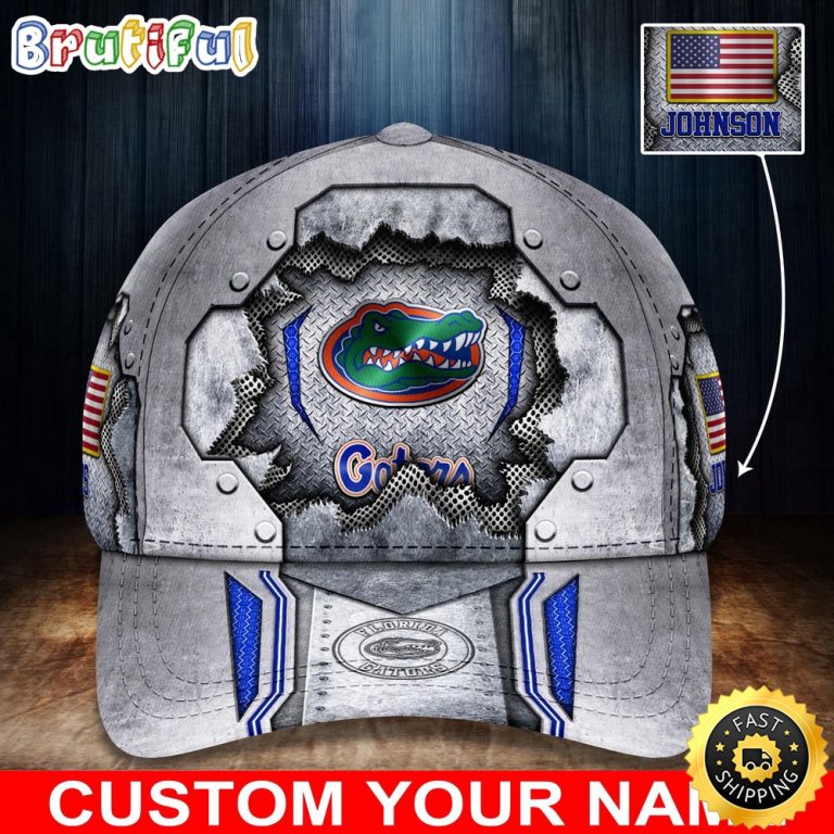 NCAA Florida Gators Baseball Cap Silver Metalic Pattern Baseball Cap