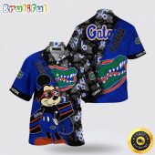 NCAA Florida Gators Hawaiian Shirt Mickey And Floral Pattern