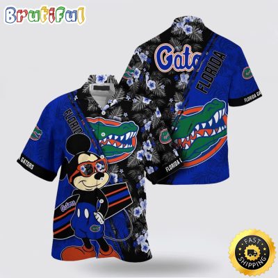 NCAA Florida Gators Hawaiian Shirt Mickey And Floral Pattern