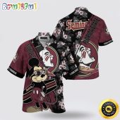 NCAA Florida State Seminoles Hawaiian Shirt Mickey And Floral Pattern