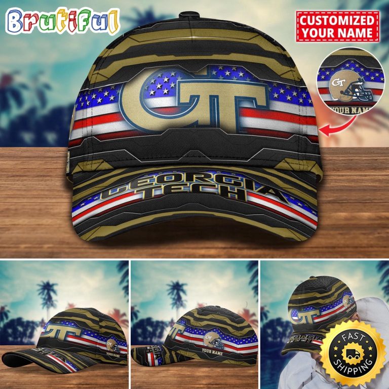 NCAA Georgia Tech Yellow Jackets Baseball Cap Flag Custom Name Cap