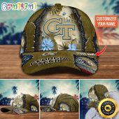 NCAA Georgia Tech Yellow Jackets Baseball Cap Flag Flower Custom Name Cap