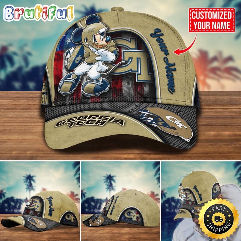 NCAA Georgia Tech Yellow Jackets Baseball Cap Mickey Mouse Custom Cap For Fans