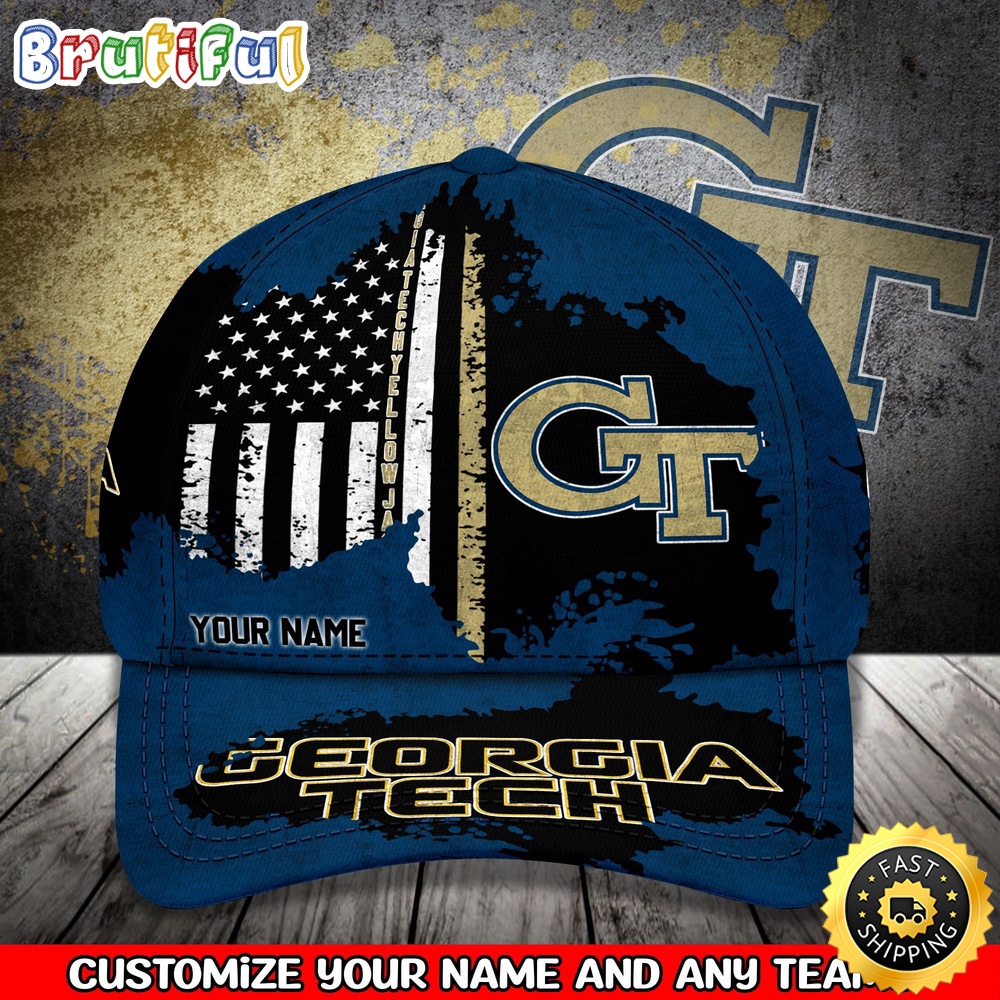 NCAA Georgia Tech Yellow Jackets Baseball Cap Your Name Custom Baseball Cap NCAA Georgia Tech Yellow Jackets Baseball Cap Your Name Custom Baseball Cap