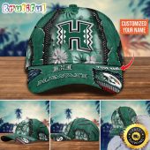 NCAA Hawaii Rainbow Warriors Baseball Cap Flag Flower Custom Name Cap