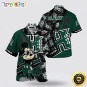 NCAA Hawaii Rainbow Warriors Hawaiian Shirt Mickey And Floral Pattern