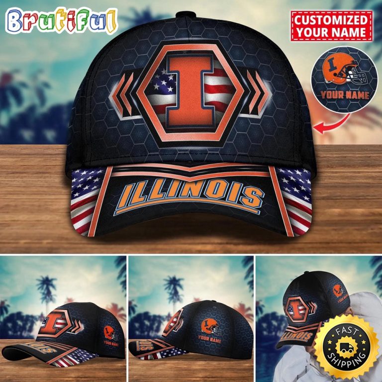 NCAA Illinois Fighting Illini Baseball Cap Best Trending Custom Name Cap