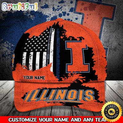 NCAA Illinois Fighting Illini Baseball Cap Your Name Custom Baseball Cap