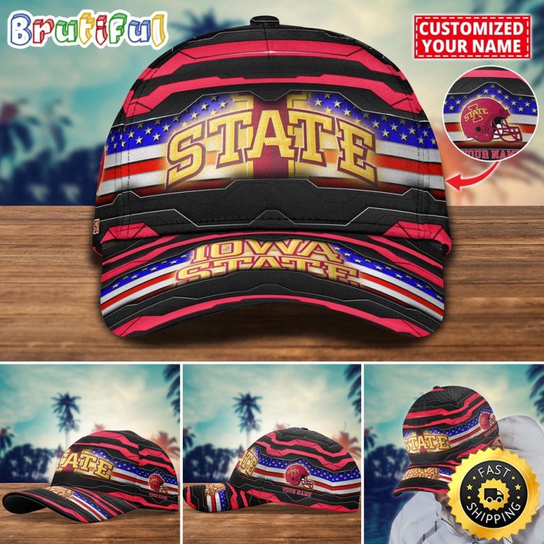 NCAA Iowa State Cyclones Baseball Cap Flag Custom Name Cap