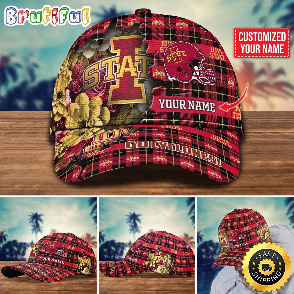 NCAA Iowa State Cyclones Baseball Cap Flower Custom Name Cap