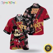 NCAA Iowa State Cyclones Hawaiian Shirt Mickey And Floral Pattern