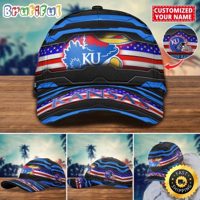 NCAA Kansas Jayhawks Baseball Cap Flag Custom Name Cap