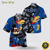 NCAA Kansas Jayhawks Hawaiian Shirt Mickey And Floral Pattern
