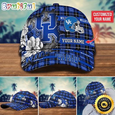 NCAA Kentucky Wildcats Baseball Cap Flower Custom Name Cap