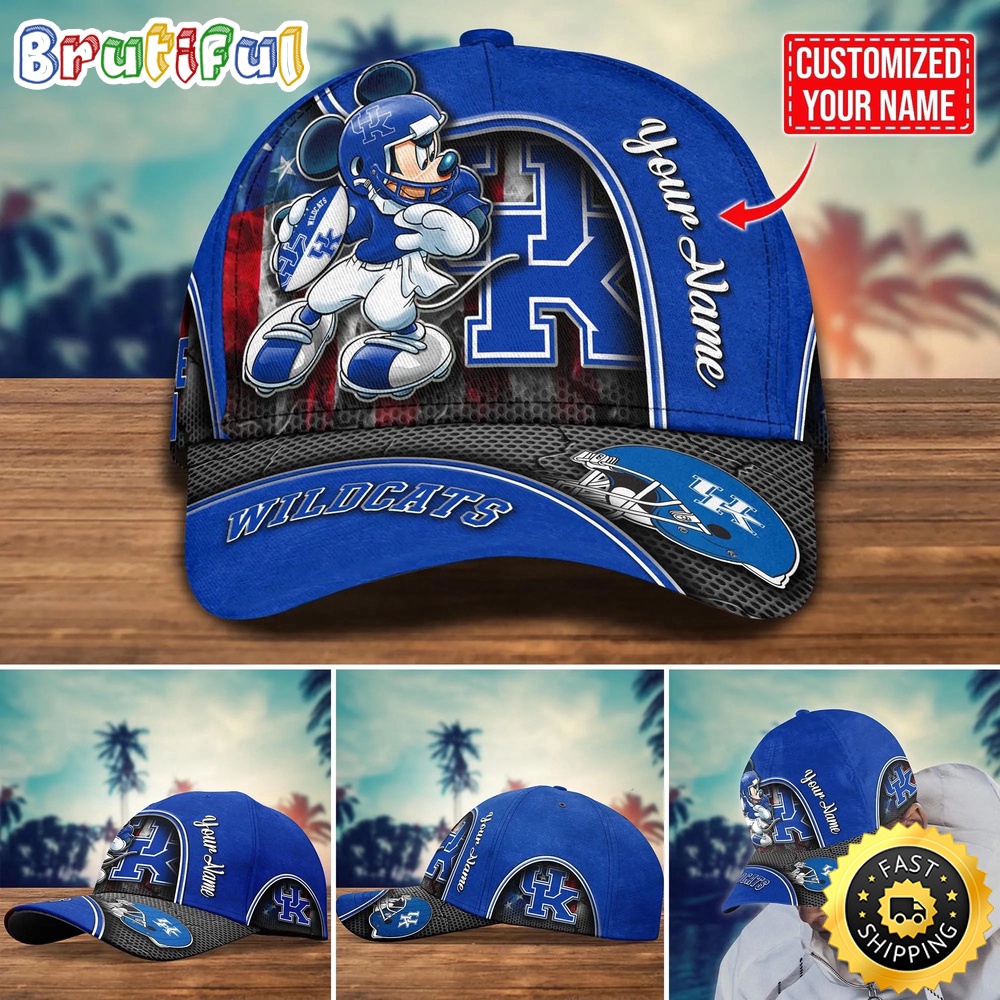 NCAA Kentucky Wildcats Baseball Cap Mickey Mouse Custom Cap For Fans