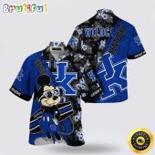 NCAA Kentucky Wildcats Hawaiian Shirt Mickey And Floral Pattern