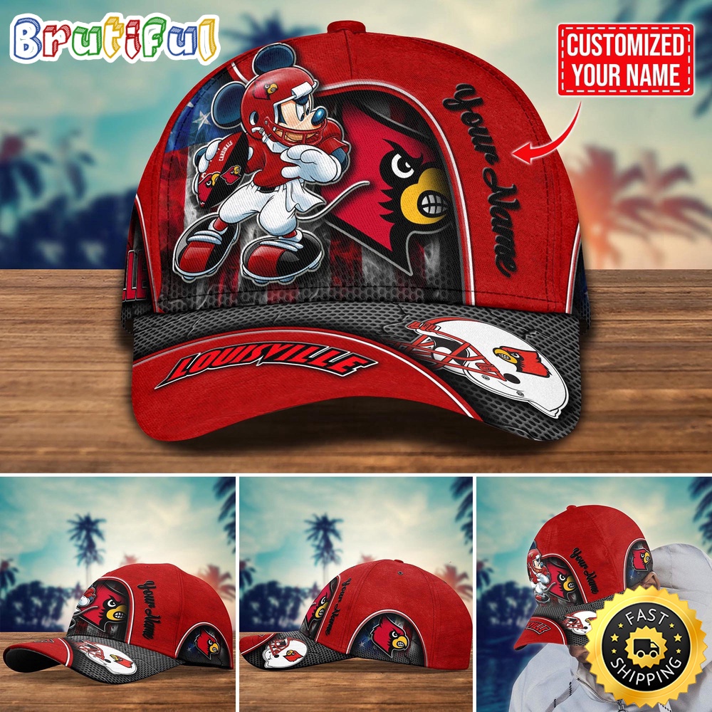 NCAA Louisville Cardinals Baseball Cap Mickey Mouse Custom Cap For Fans